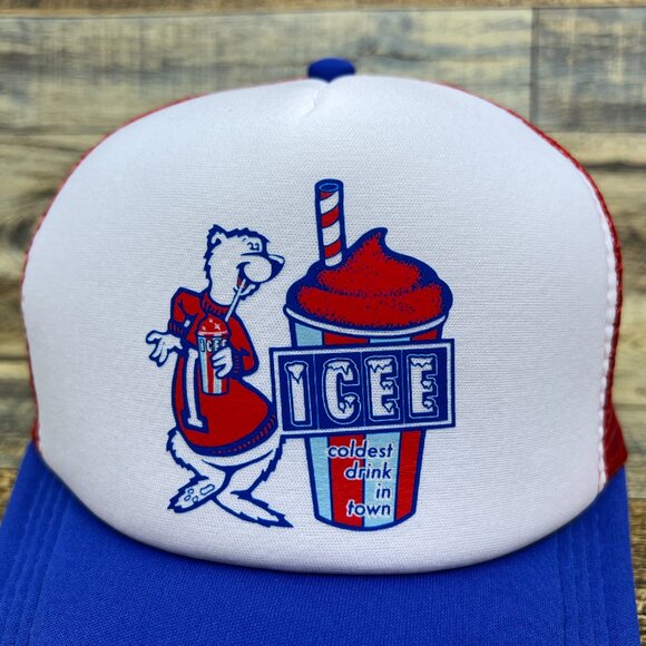 ICEE Slushie Unisex Trucker Hat Blue Snapback Retro 80s Throwback Nostalgic Cap - Picture 2 of 4